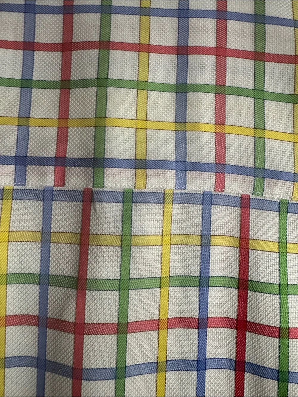 Paul Fredrick Men's 100% Cotton Short-Sleeve Multicolor Windowpane Check Shirt L